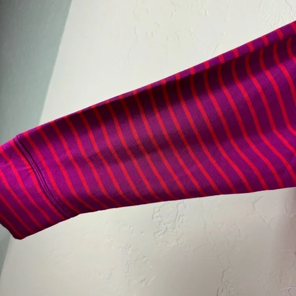 Gap Hoodie Cloud Light Pullover Sweatshirt Knit Striped Purple Red Jersey Fabric - Picture 5 of 8